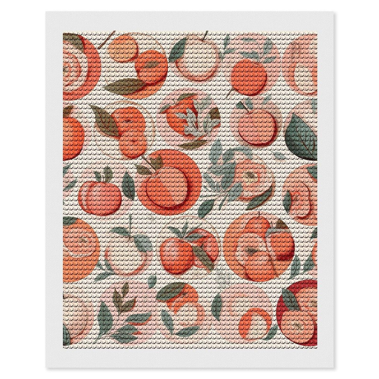 Round Peach Diamond Art Kits for Adults, DIY 5D Diamonds Painting Kits for Beginner, Round Full Drill Diamond Dots Painting, Diamonds Pictures Gem Art and Crafts Wall Decor 16"x20"