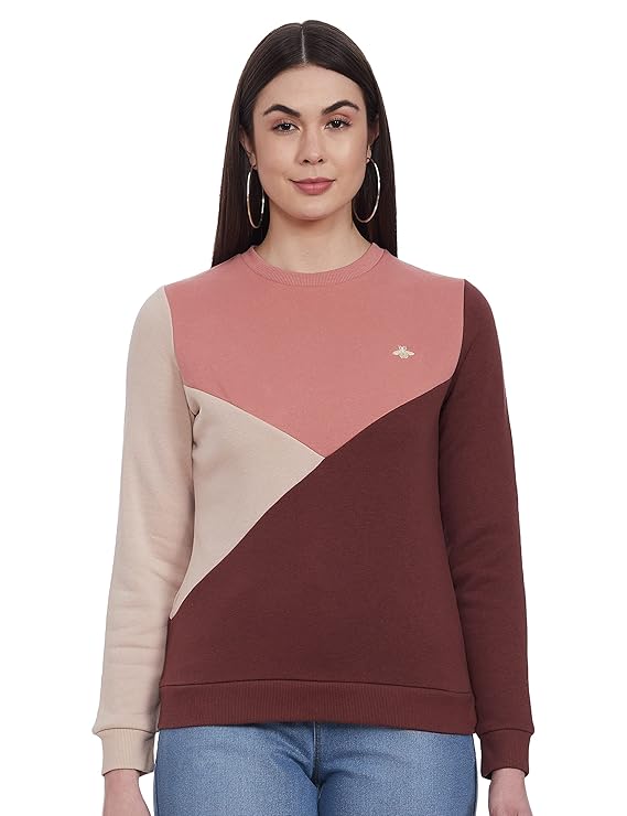 By Red Tape Women's Cotton Hooded and Crew Neck Sweatshirt (MWS0043-S_Pale Pink_S)
