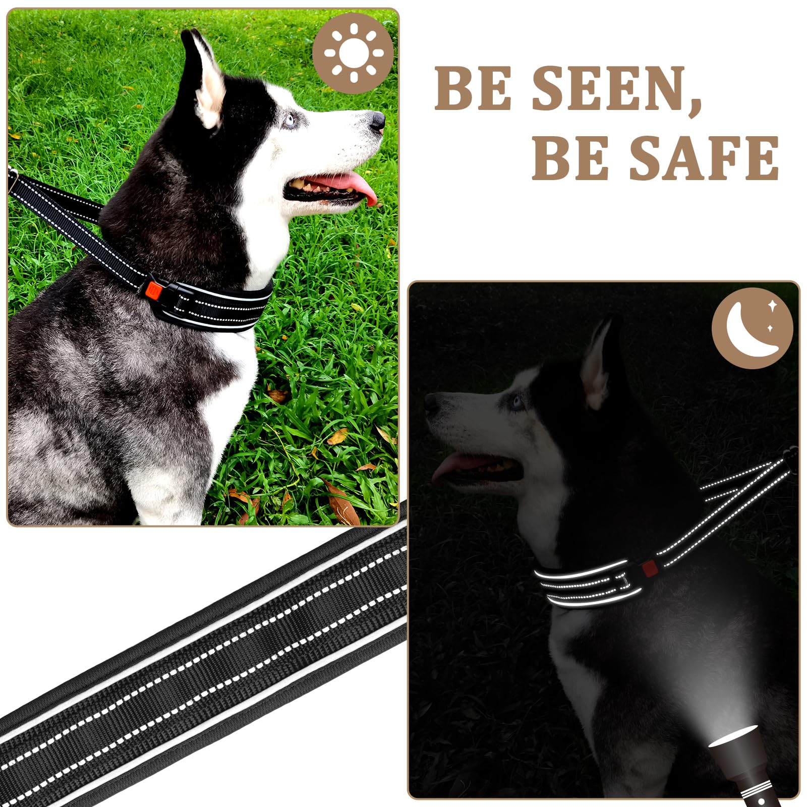 Mayerzon Martingale Anti-Zieh-Hundehalsband, reflektierendes Wanderhalsband für große und mittelgroße Hunde, Pitbull, belgischer Malinois, Dobermann, der zieht, Anti-Zieh-Hundehalsband mit Schnalle