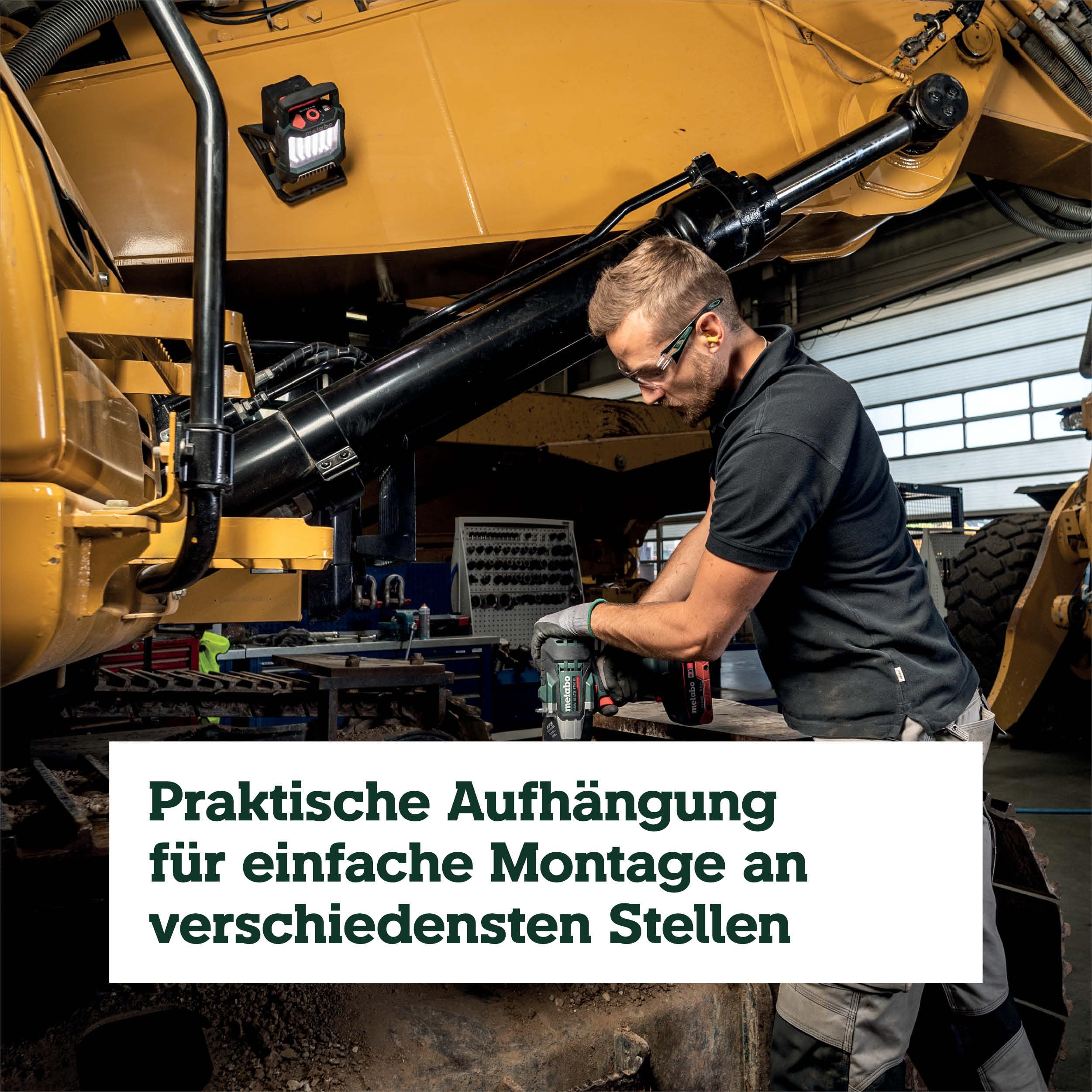 metabo Akku-Baustrahler BSA 18 LED 4000, 18 V Baustellenlampe, 4000 lm | IP54 Arbeitsleuchte mit Magnetfuss, USB-Port & 270 Grad Drehkopf, dimmbar, ohne Akku & Ladegeraet, CAS System kompatibel