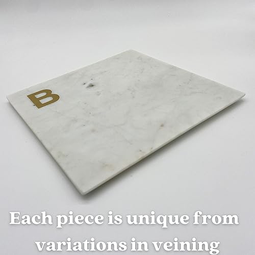 Miniatura 4 de Tabla de queso de mármol con monograma, tablero de charcutería personalizado con inicial de latón, regalo de Navidad y boda para parejas, artículos