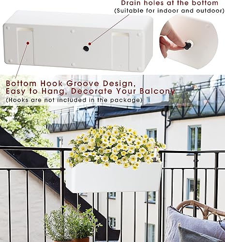 Miniatura 4 de GardenBasix - Macetas alargadas de riego automático de 2 unidades, caja de ventana de 5.5 x 16 pulgadas, maceta decorativa moderna para jardín en el