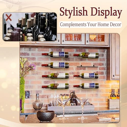 Miniatura 3 de AQAREA Soporte para estante de vino de montaje en pared Soporte de vino de metal para vino individual o licor para exhibir y almacenar