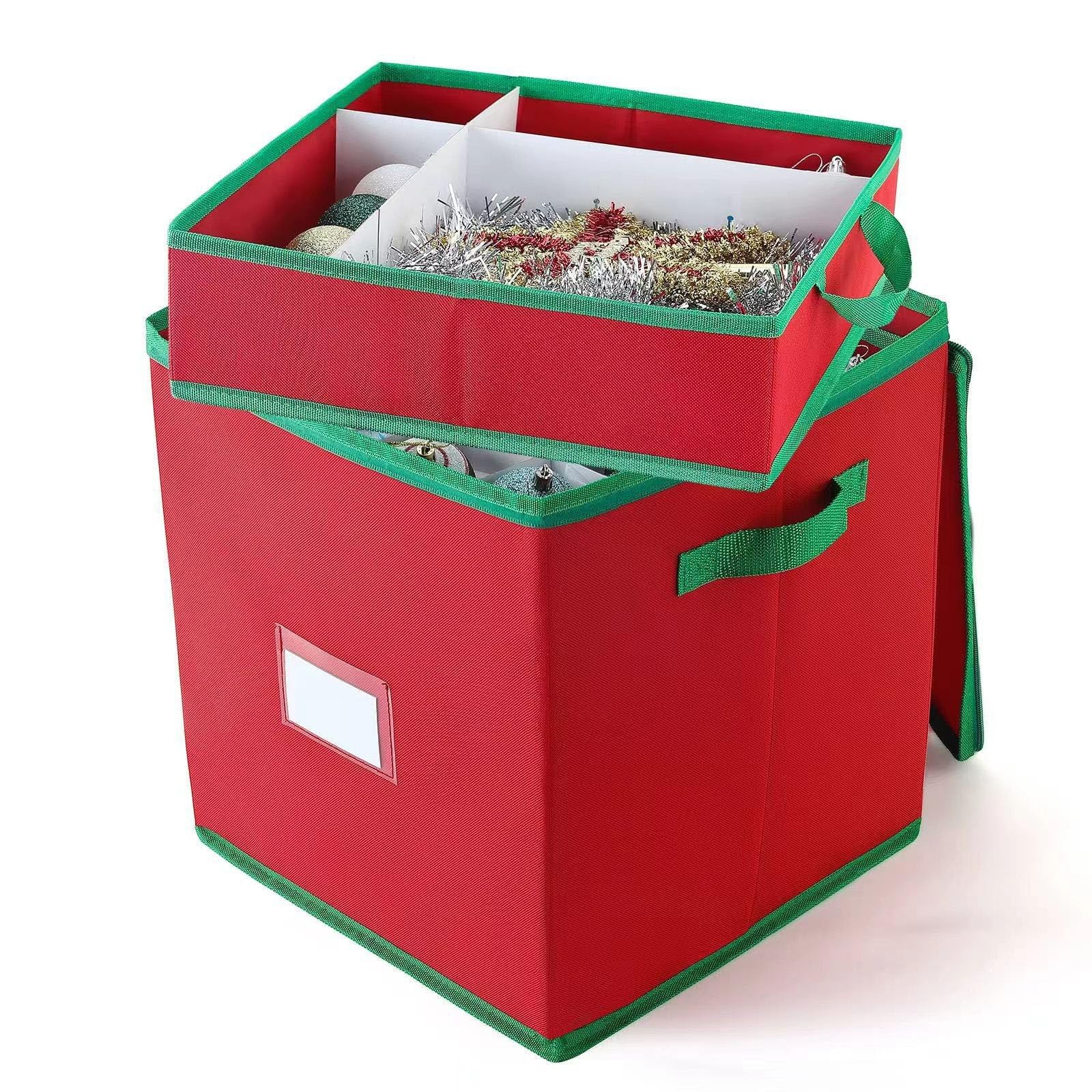 Caja de almacenamiento de adornos de Navidad, contenedores de almacenamiento con 4 bandejas extraíbles separadas, organizador de decoración para guardar 64 adornos de bolas de Navidad y accesorios de