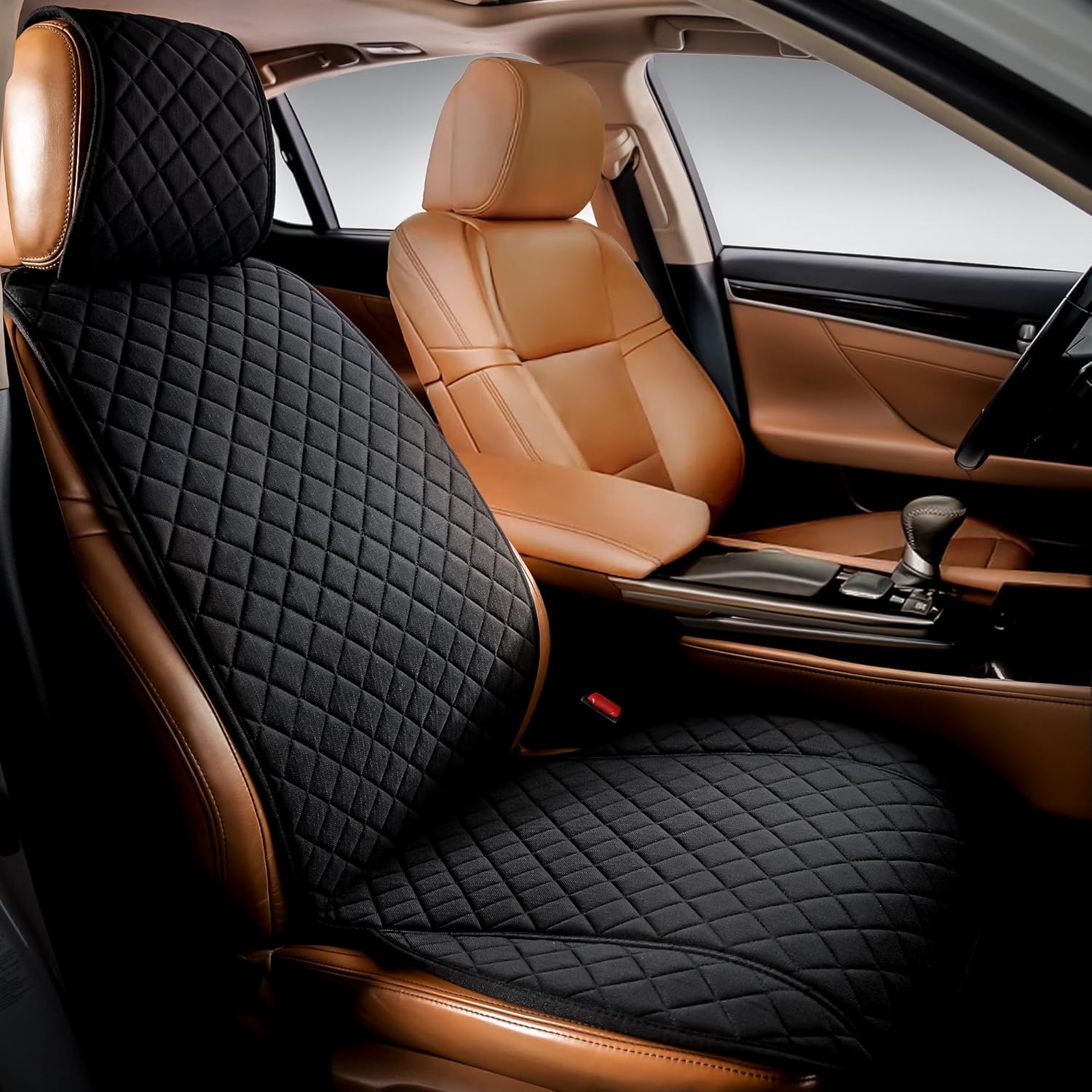 IVICY Faux Linen Front Car Seat Cover Durable Non-Slip Seat Protector for Cars 1 Unit Black