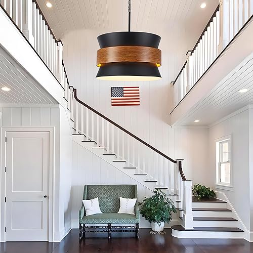 Miniatura 7 de Candelabro de granja grande de 5 luces, lámpara industrial vintage negra, lámpara colgante rústica redonda costera, ajustable para comedor, sala de