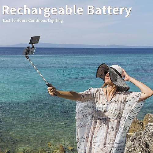 Miniatura 6 de Palo selfie portátil con luz de relleno y trípode para teléfono, extensible hasta 26 pulgadas, compatible con la mayoría de teléfonos inteligentes