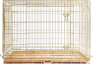Dog Crate 42 Inch, Copper Gold Dog Kennel | Portable & Foldable Metal Wire Cage for Large Dogs with Pull-Out Floor Grid, Easy-Clean Tray | Dual-Entry | Comfort Handle for Transport & Indoor