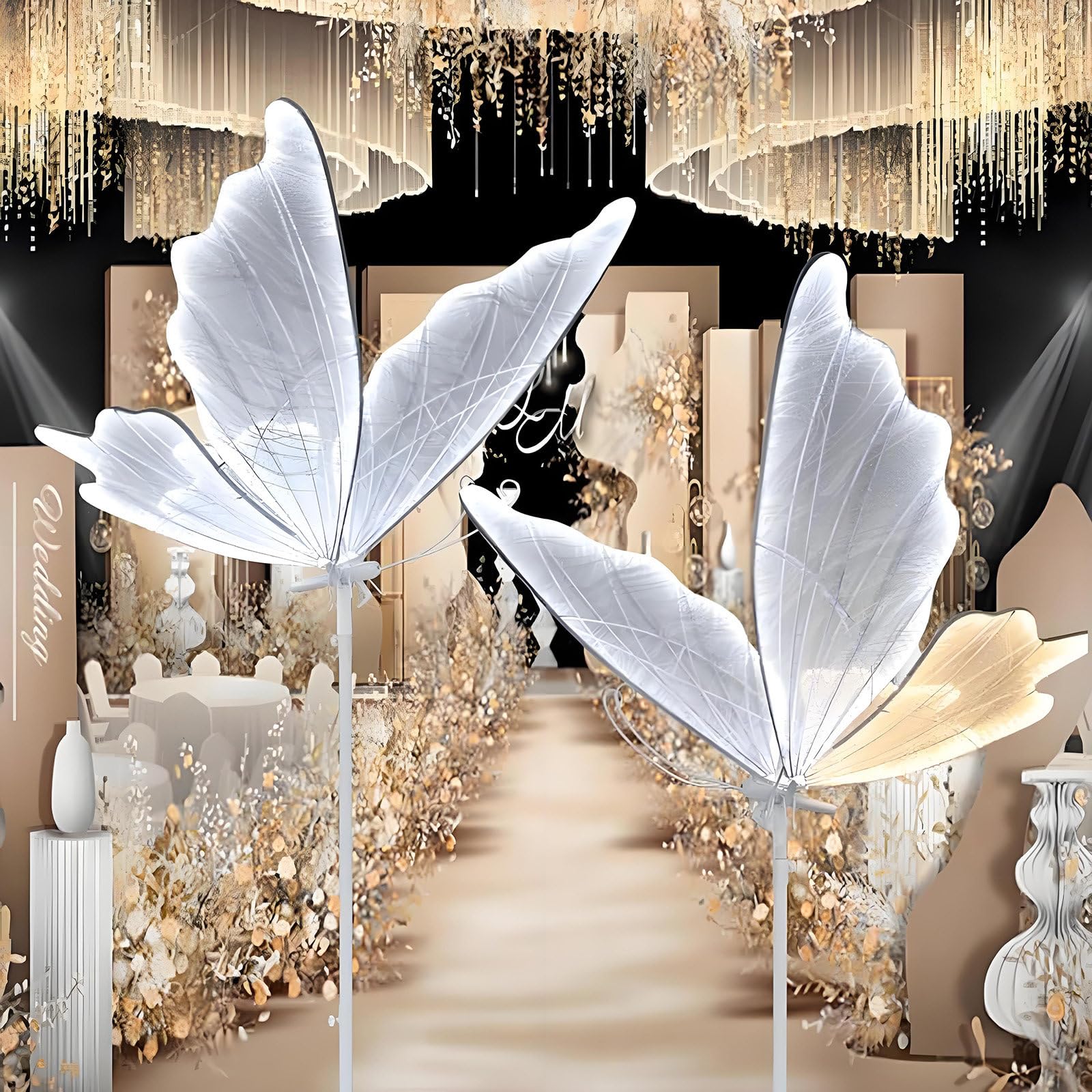 Lámpara de pie de mariposa para bodas y fiestas con iluminación LED decorativa de 100cm
