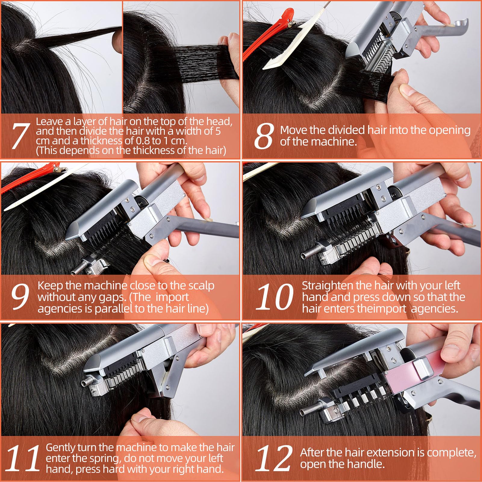 Kit Macchina per Estensioni per Capelli 6d, Strumento di Estensione dei Capelli Senza Tracce di 2a Generazione, Cinque Mazzi di Fila, con Pinze, per Salon