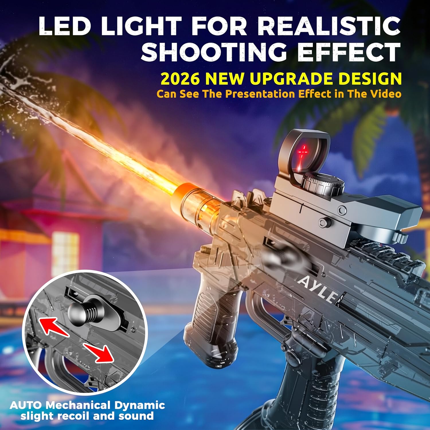 Electric Water Gun 2026 Upgraded, Watergun for Adults & Kids Ages 8-12, Powerful Automatic Squirt Gun Shooting 160+ Times, Long Range Water Blaster Pool Outdoor(Deep Black)