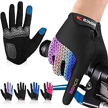 BEACE Cycling Bike Biking Gloves for Women(Colorful Night Glow) with Touch Screen-Full Finger Workout Road Mountain Bike Gloves Anti-Slip Silicone Palm