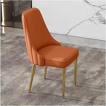 Chair Dining Chair PU Leather Kitchen Chair with Gold Metal Legs for Living Room,Dining Chairs Side Chair for Dining Room,Kitchen Color Orange-1