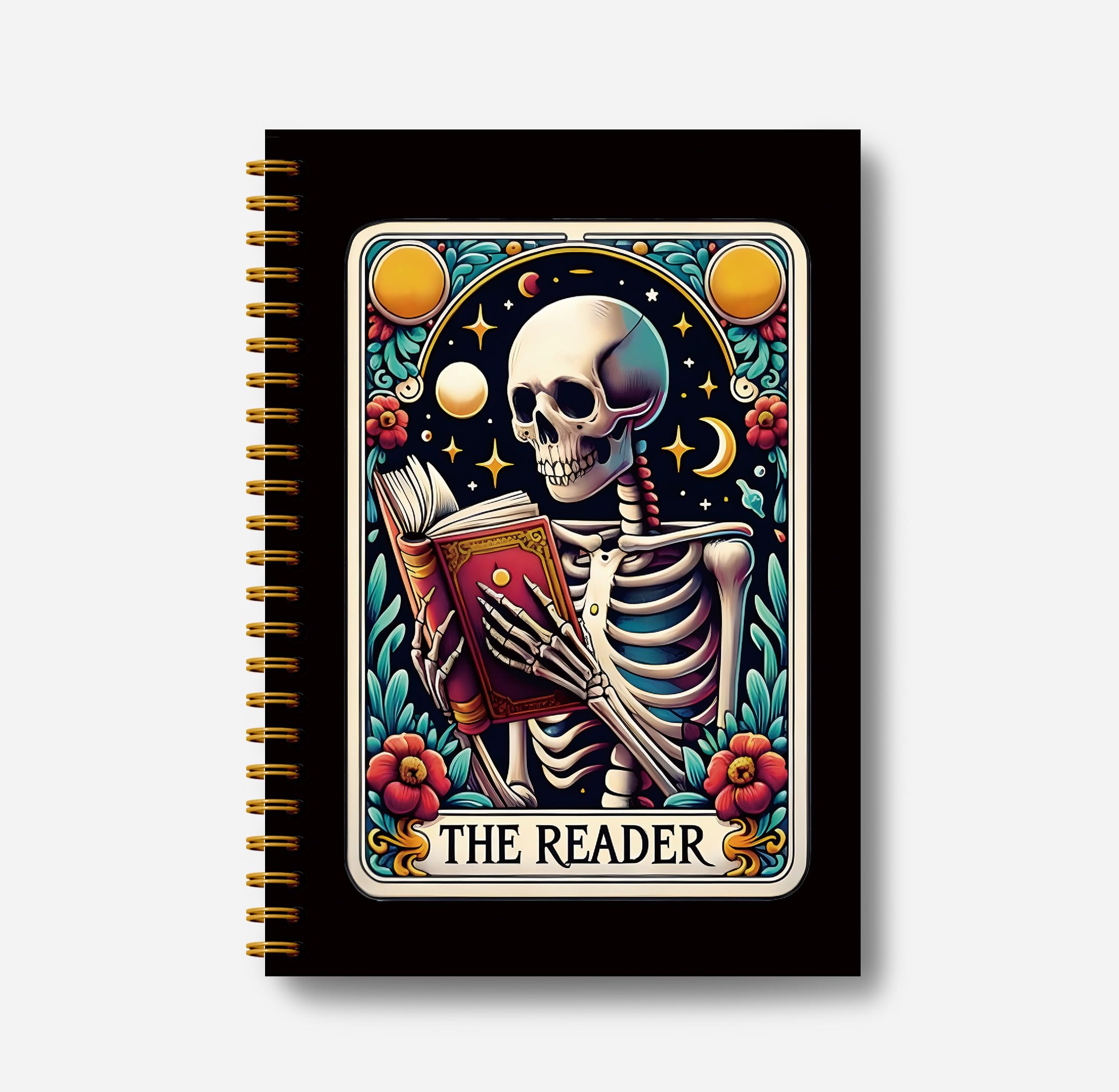 The Reader Tarot Journal Notebook - Book Lovers Readers Gifts, Gothic Goth Journal, Witchy Journal Notebook, Witch Stuff, Gothic Office Supplies, Halloween Notebook, Spiral Notebook 5.5x8.3