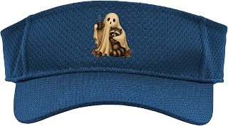 Funny Halloween Ghost Hugging Raccoon Coffee Men Women Kids Sport Sun Visor