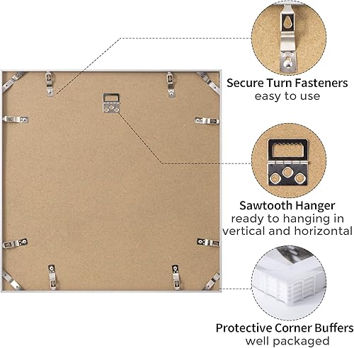 Miniatura 435 de Fun Memories Portarretratos de metal de 16 x 20 pulgadas con paspartú de 11 x 14 pulgadas, acabado de aluminio cepillado, parte delantera de vidrio