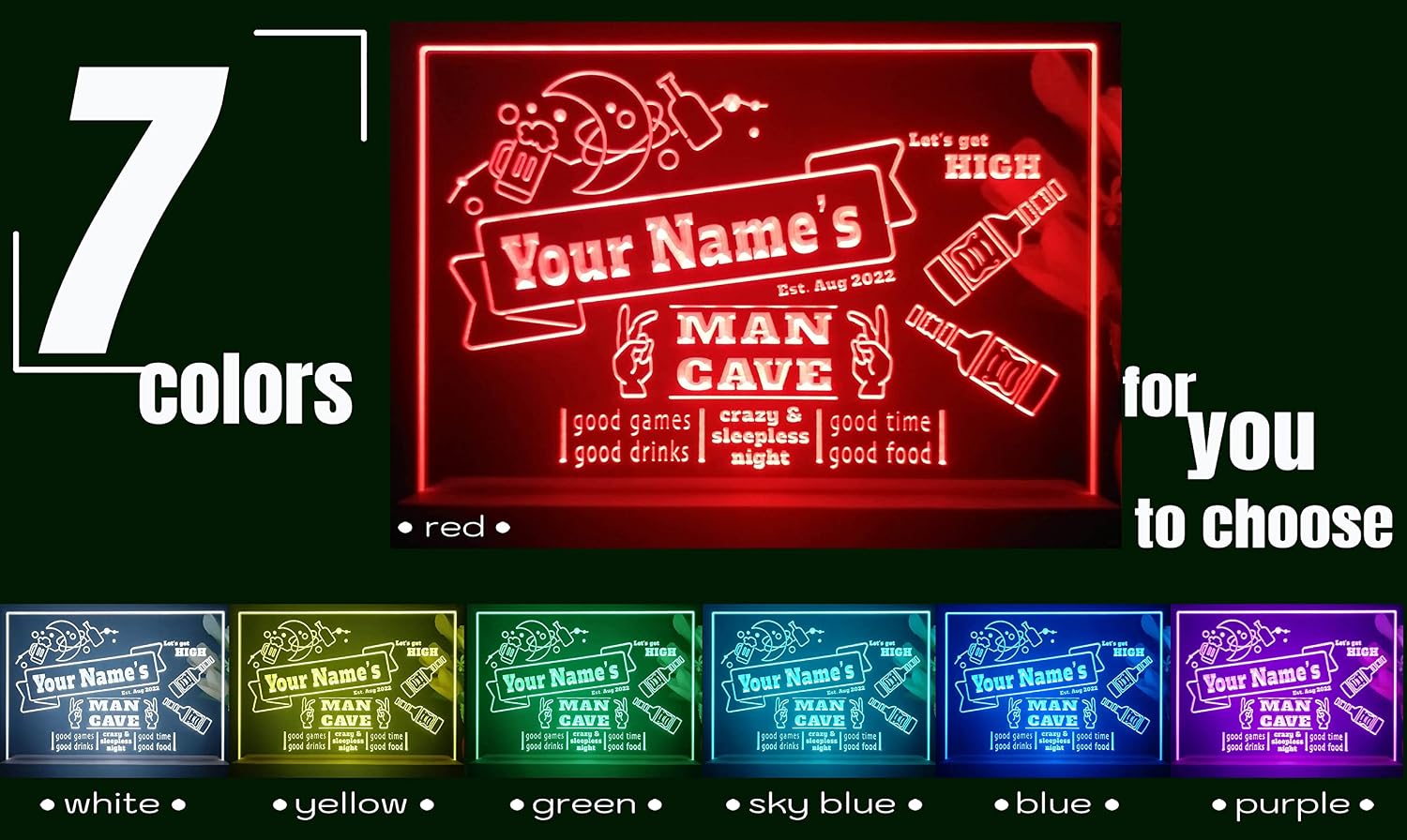 ADVPRO Personalized Man Cave Drink Beer with Moon Tabletop LED Neon Night Light & Lamp Color-Changing 4 Modes st5s21-p0019-tm-c