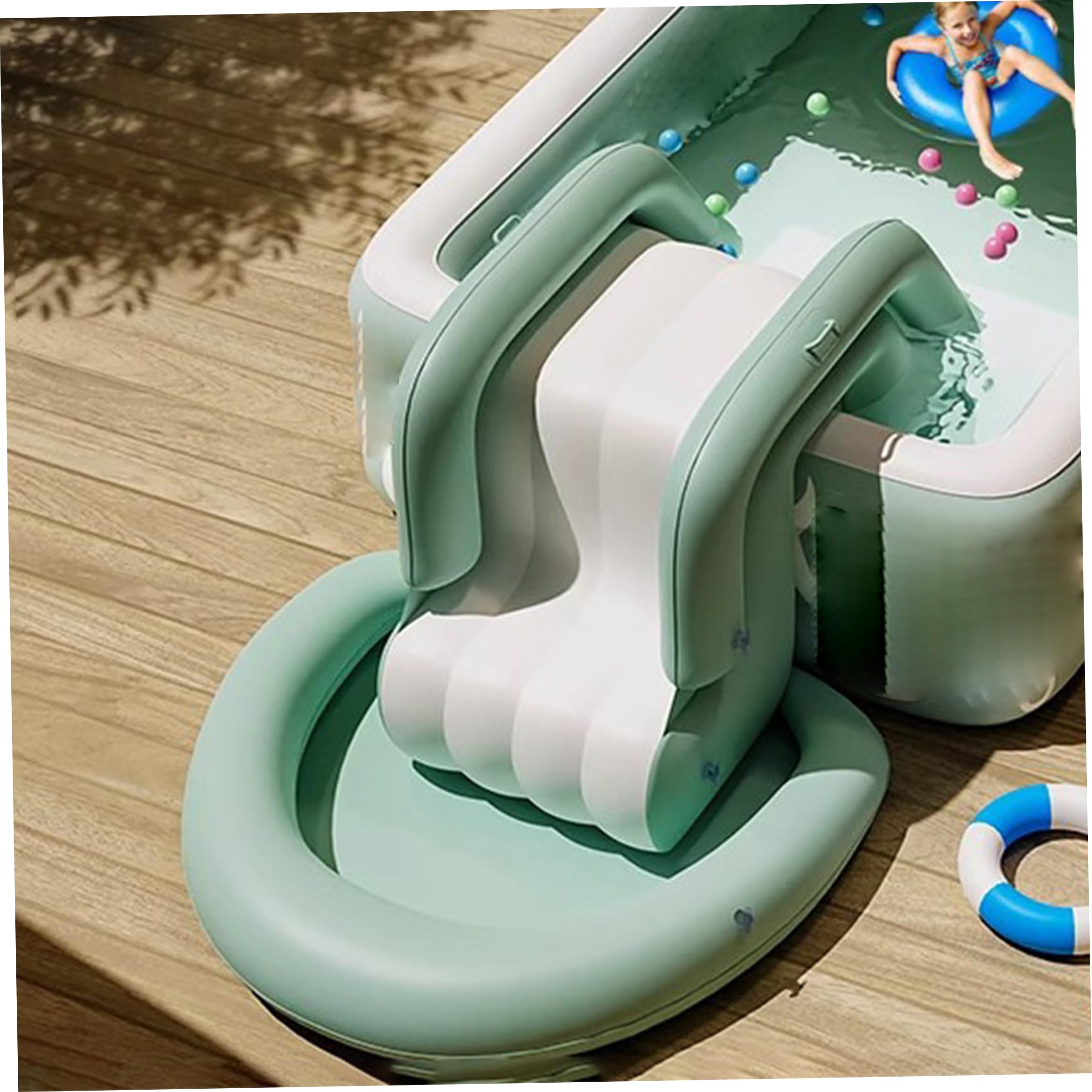 Scivoli d'Acqua per Piscina, Scivolo Gonfiabile per Piscina, Base Stabile, Verde Chiaro, 71x43x32 Pollici