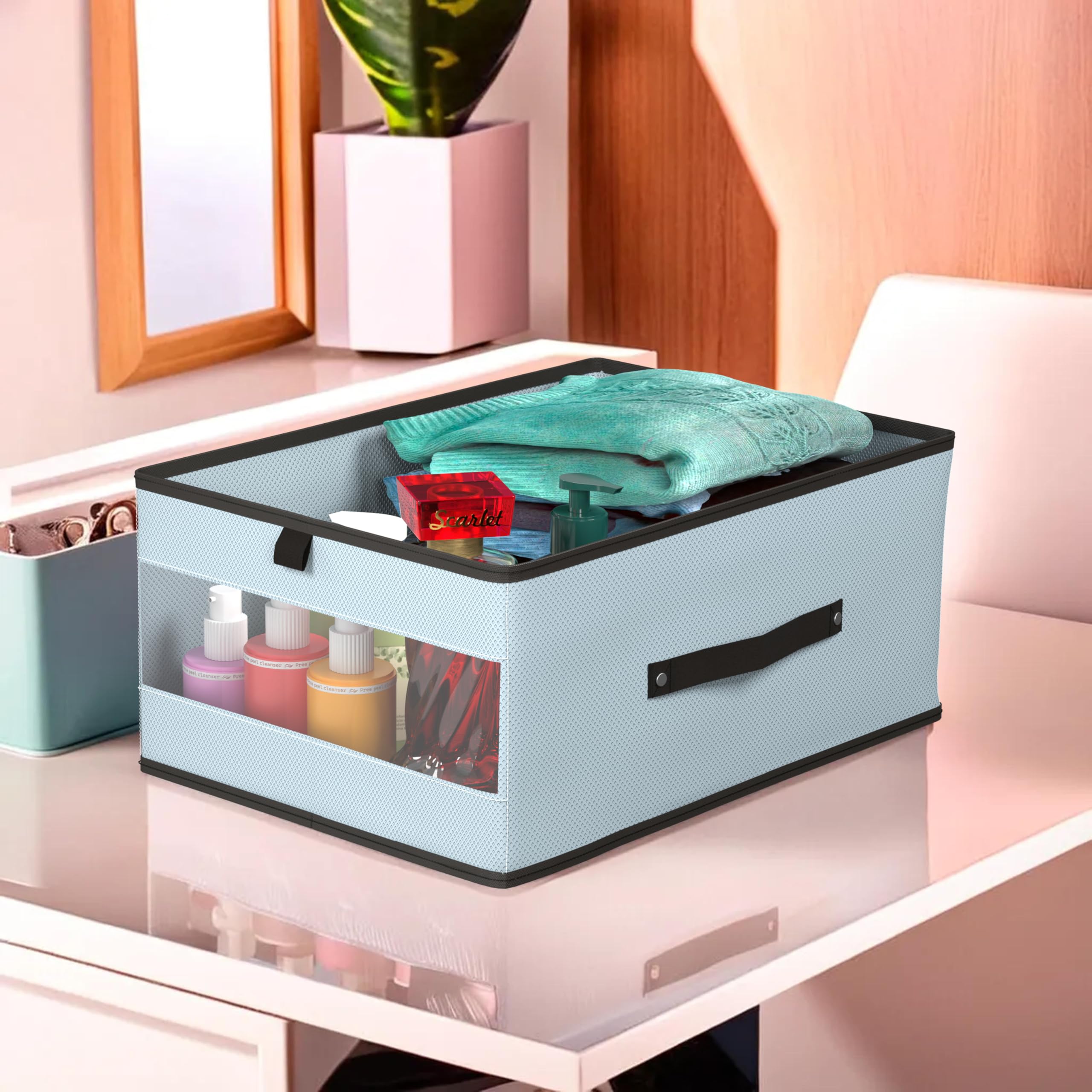 Kuber Industries Storage Box | Wardrobe Organizer | Foldable Storage Organizer with Transparent Window | Drawer Box | Closet Organizer for Saree, Shirts, Blankets, Books & Toys | Grey (B0D7VFC7P7) Amazon Price History, Amazon Price Tracker