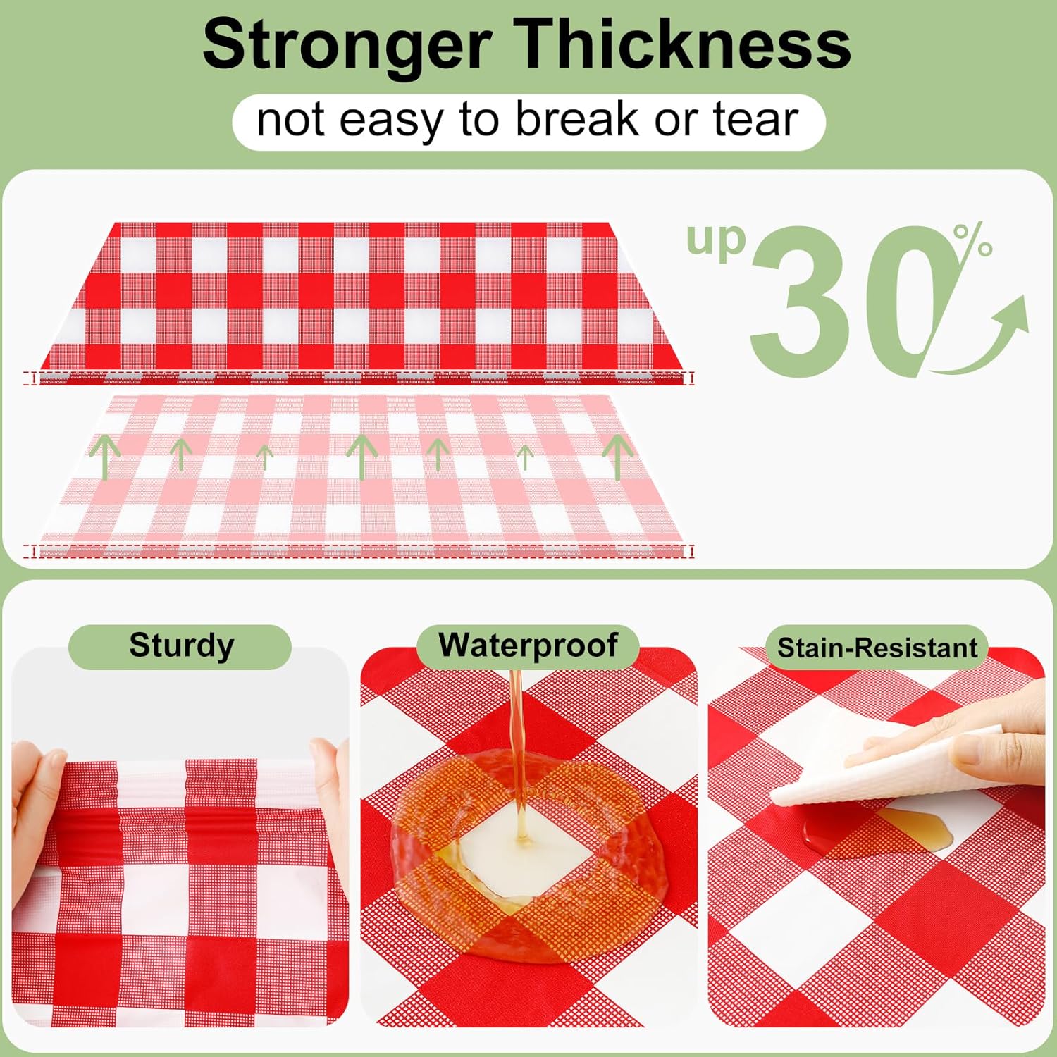 Smiry 10 Pack Red Gingham Disposable Tablecloths - 54" x 108" Heavy Duty Plastic Table Cloth, Waterproof Buffalo Plaid Table Covers for Picnic, Banquets, Outdoor Parties