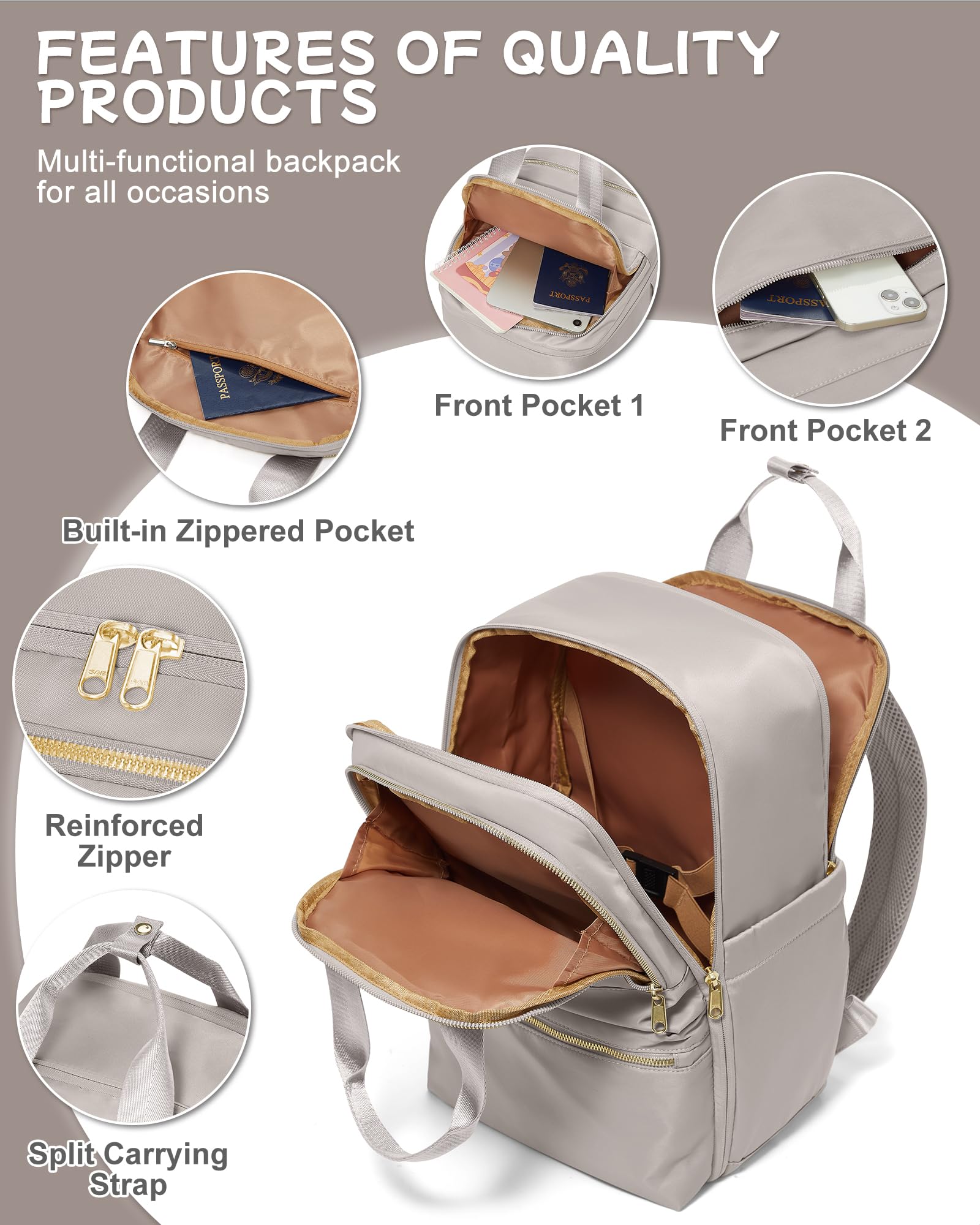 bergsalz zaino ryanair 40x20x25 zaino da viaggio aereo bagaglio a mano 40x20x25 ryanair zaino donna uomo Sportivo da scuola casual laptop da 14 pollici Cachi