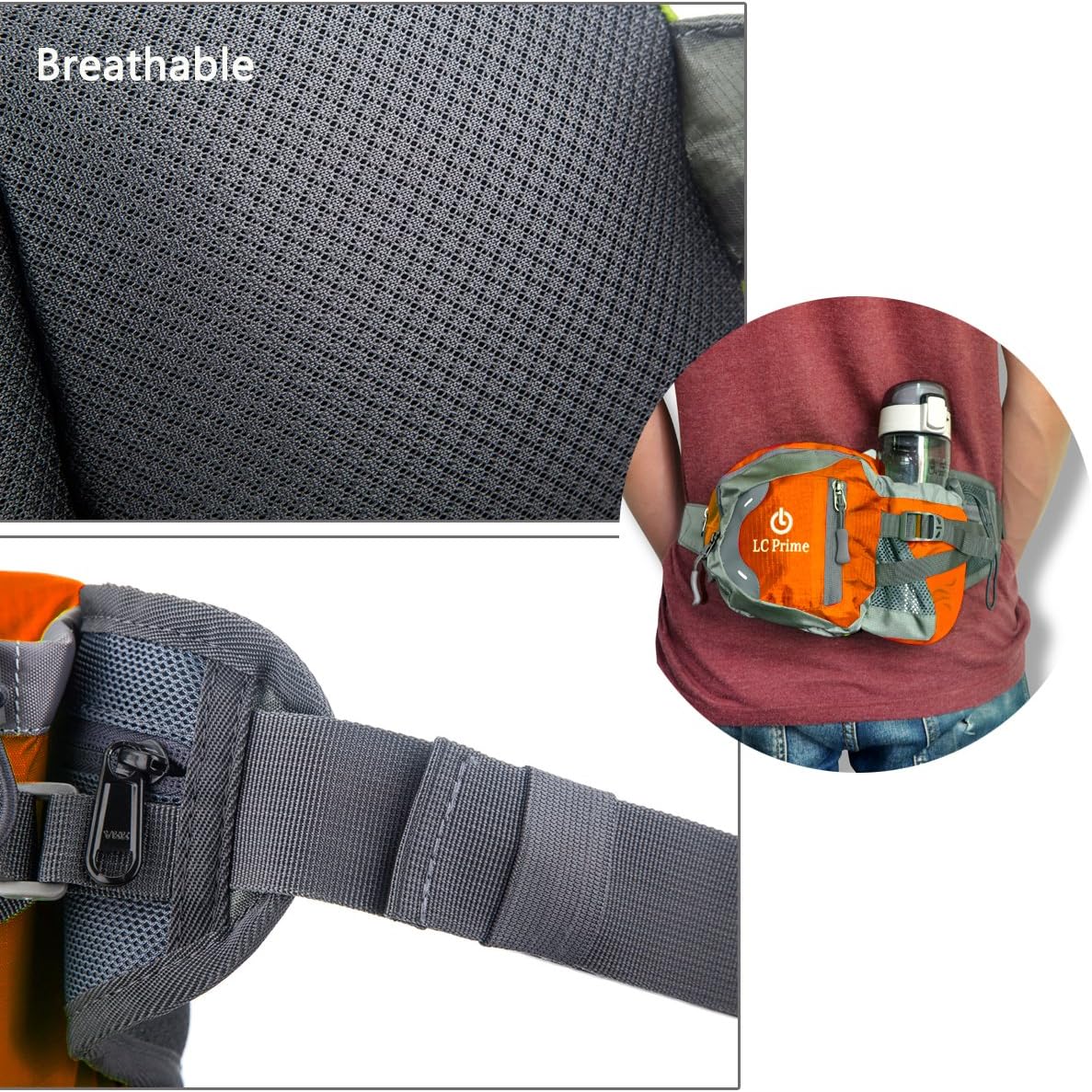 Waist Pack Fanny Pack Bum Bag Hip Pack Running Bag Waist Bag Running Belt Sack Water Resistant with Bottle (Not Included) Holder for Hiking Camping Dog Walking nylon fabric multicolored - by LC Prime