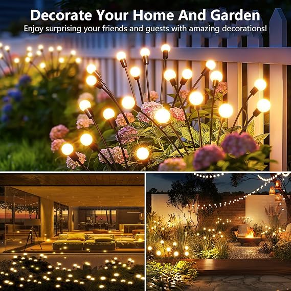Güneş Ateşböceği Işıkları, 4'lü Paket 40 LED Solar Bahçe Işıkları, Güneş Enerjili Sallanan Bahçe Lambaları IP65 Su Geçirmez, Dış Mekan Gümrükleme için Güneş Işıkları Yard Peyzaj Yolu Veranda