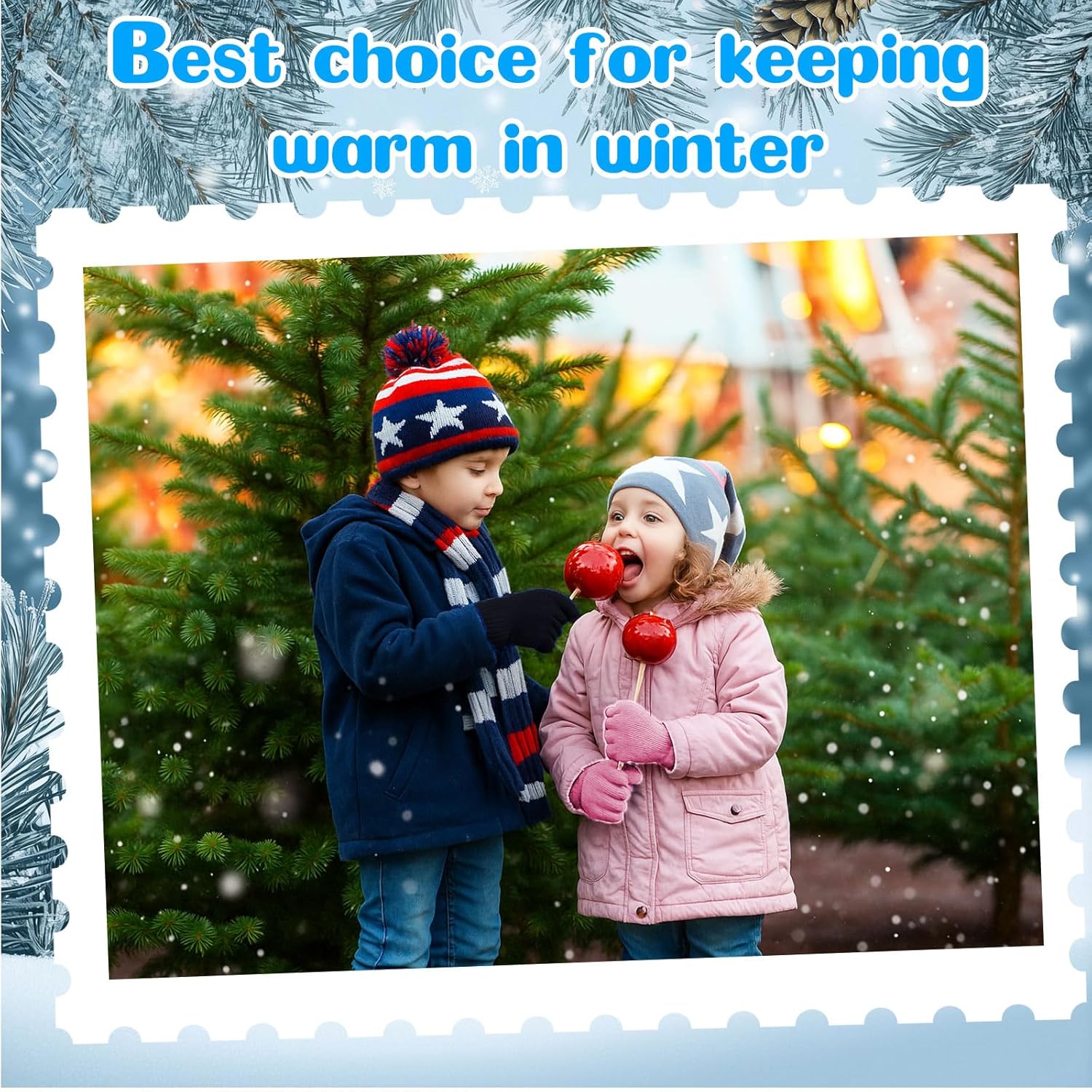 Toulite 24 Pairs Kids Warm Magic Gloves with Xmas Gift Tag Winter Mittens Full Fingers Stretchy Knitted Gloves for Boy Girls - Image 6