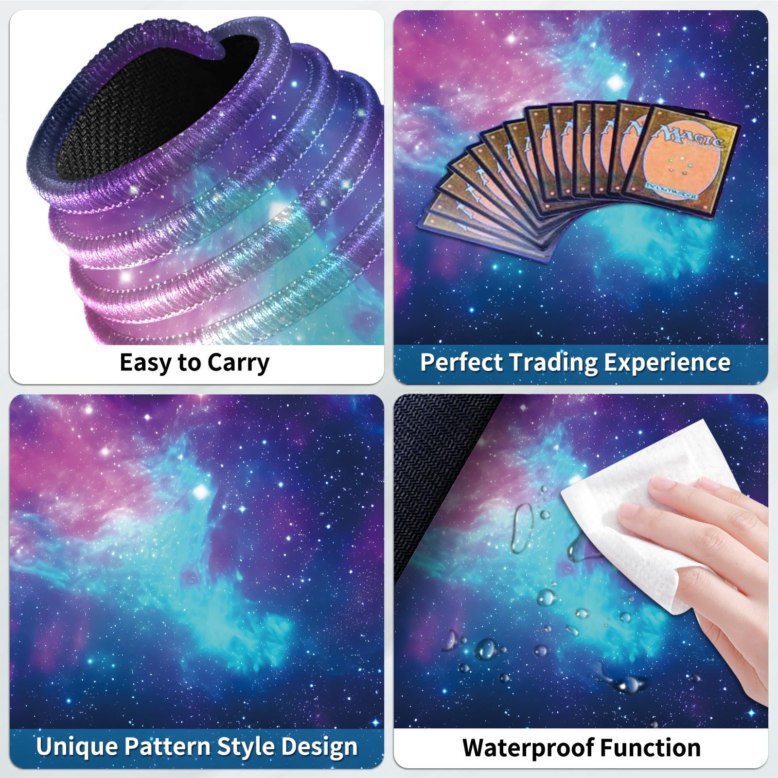Tappetino da gioco per MTG, 40 x 69,8 cm, resistente, con zone e gomma antiscivolo, superficie liscia, per MTG TCG e altre carte da gioco da battaglia, motivo: bella galassia
