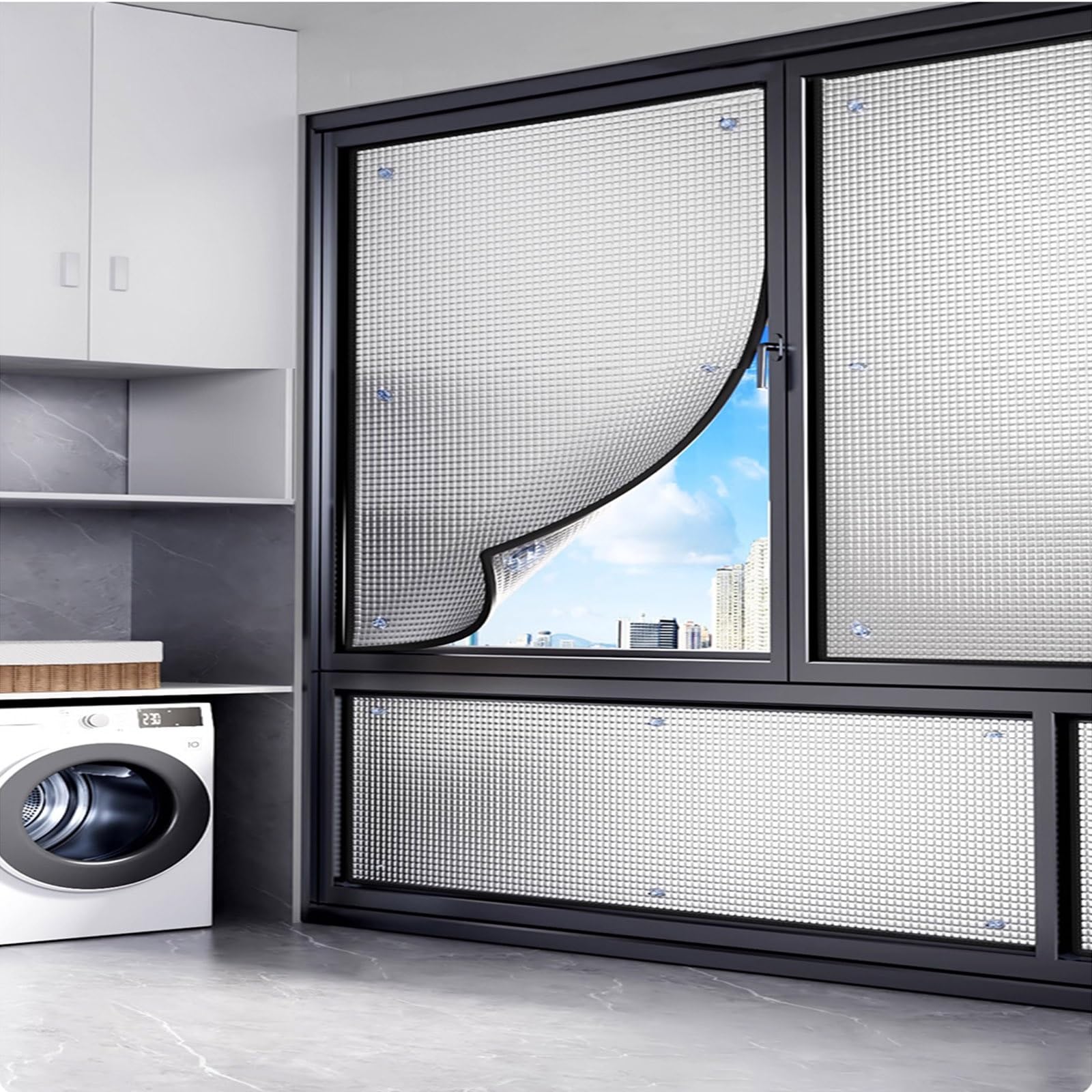 LGHSWDQ Silver Window Heat Blocking Film, Anti UV Aluminum Foil For Sunroom, Skylight, Balcony, Nursery, Reusable Heat Reflective Privacy Tint Film With Suction Cups, Easy To Install(70x80cm)