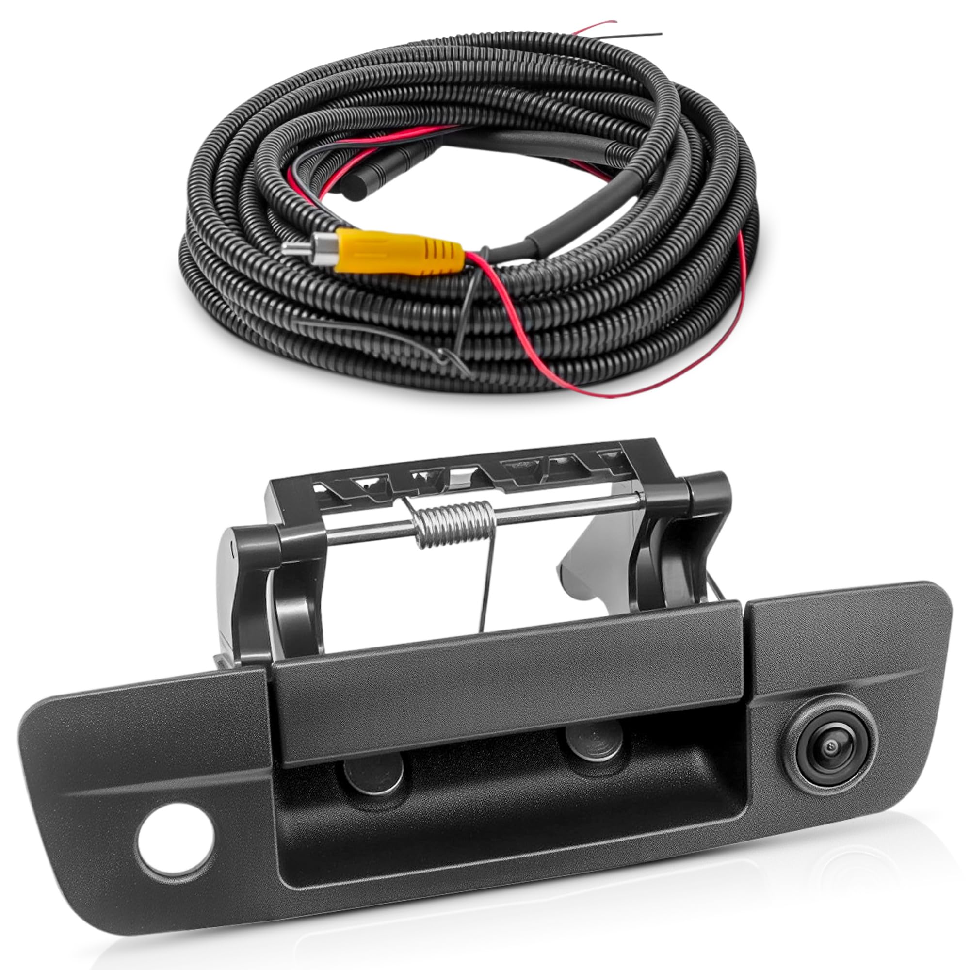 PartsFlow Tailgate Handle Backup Camera Rear View Compatible with 2009-2017 Dodge Ram 1500 2500 3500 Back Up Camera RCA Connector with Key Hole