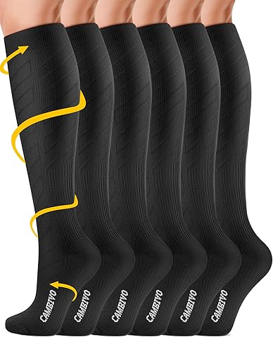 CAMBIVO Medias de Compresión Mujer Hombre 3Pares, Calcetines Compresion 20-30mmHg, Medias de Compresion Varices para Deporte, Running, Ciclismo, Deportivos, Senderismo, Viajes, Enfermera