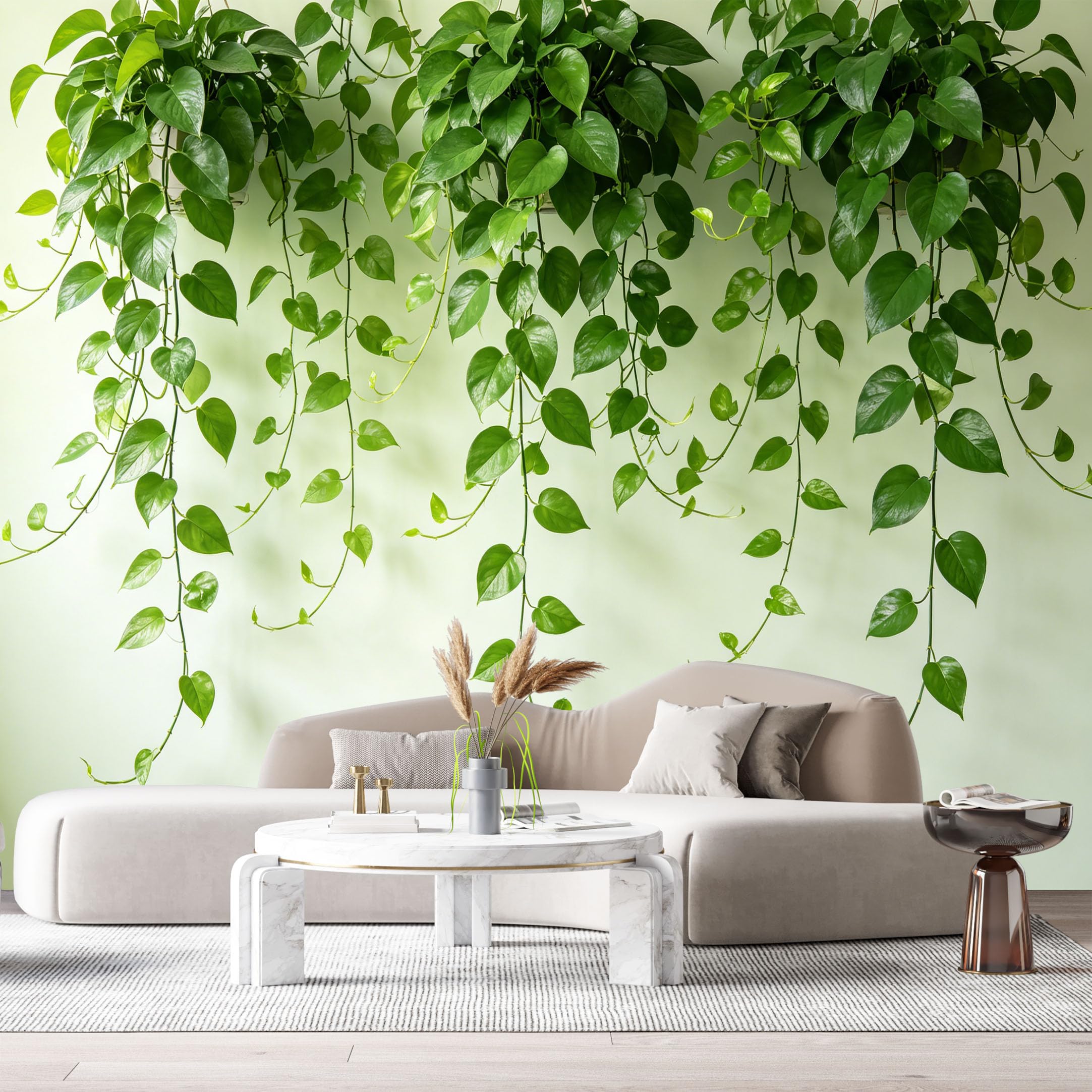 Custom Size Wall Murals Botanical Hanging Vines Green Leaves Minimalist Nature SelfAdhesive Wall Fabric Removable Large Wallpaper for Photo Living Room