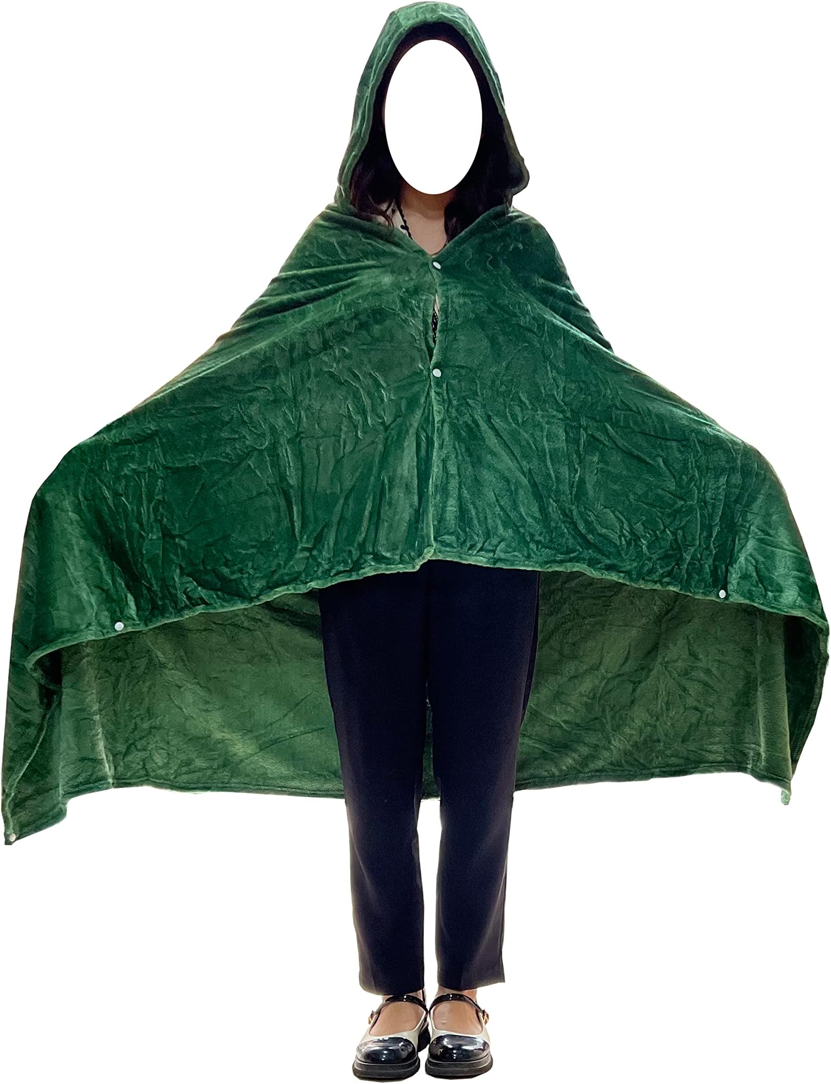 Anime Throw Blanket Flannel Fleece Blanket Cosplay Hooded Cloak Shawl Wrap Nap Quilt (43''X 67'', green)