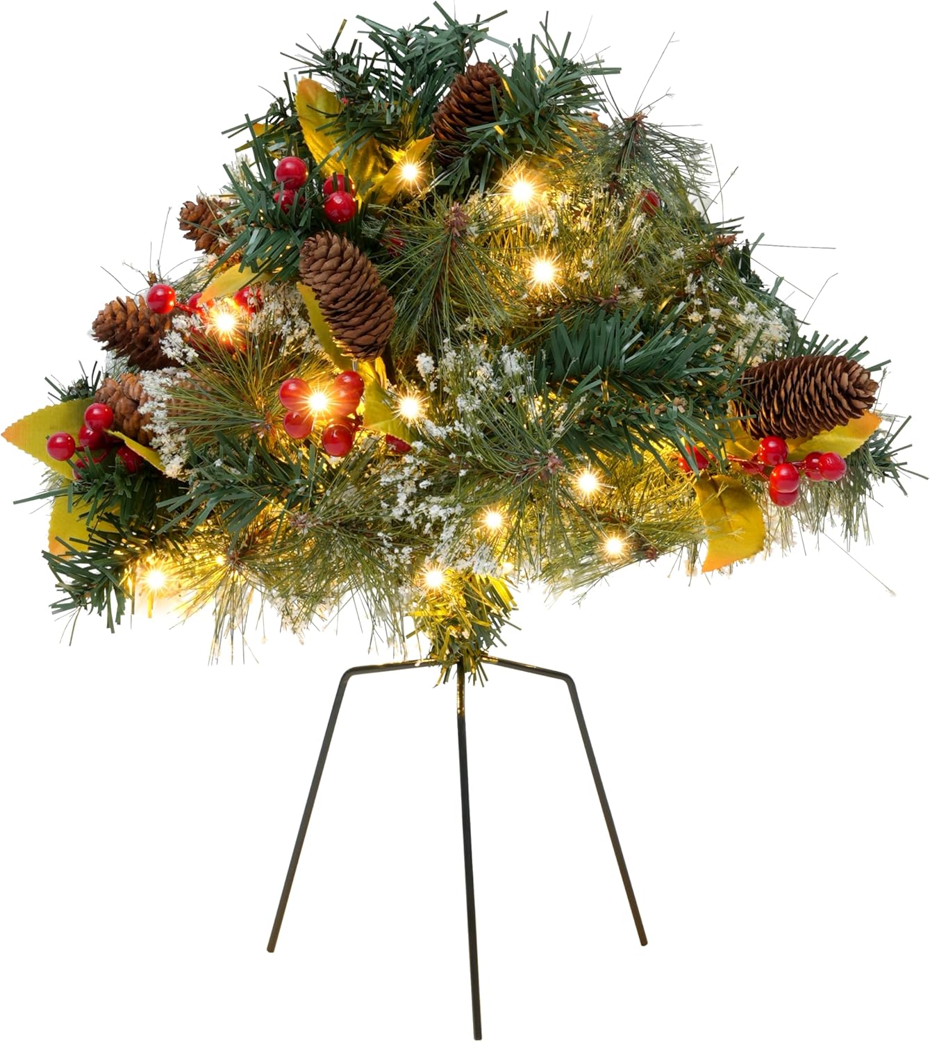 Peyton Christmas Wreath, Battery Powered 8 Lighting Modes