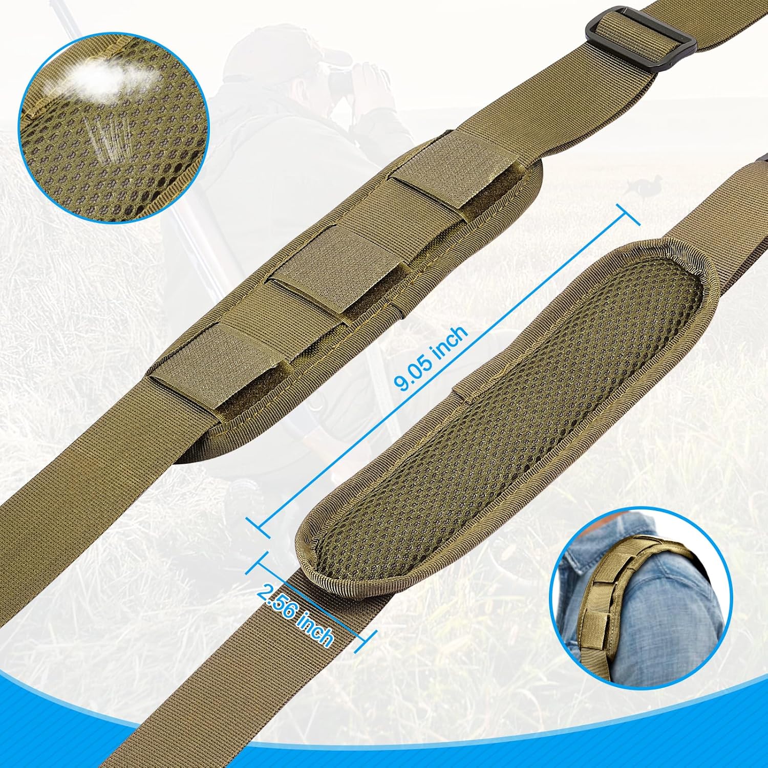 REERON Two Point Traditional QD Sling with Shoulder Pad - Adjustable Extra Long 2 Point Traditional QD Rifle Sling - 1 Pack - Image 5