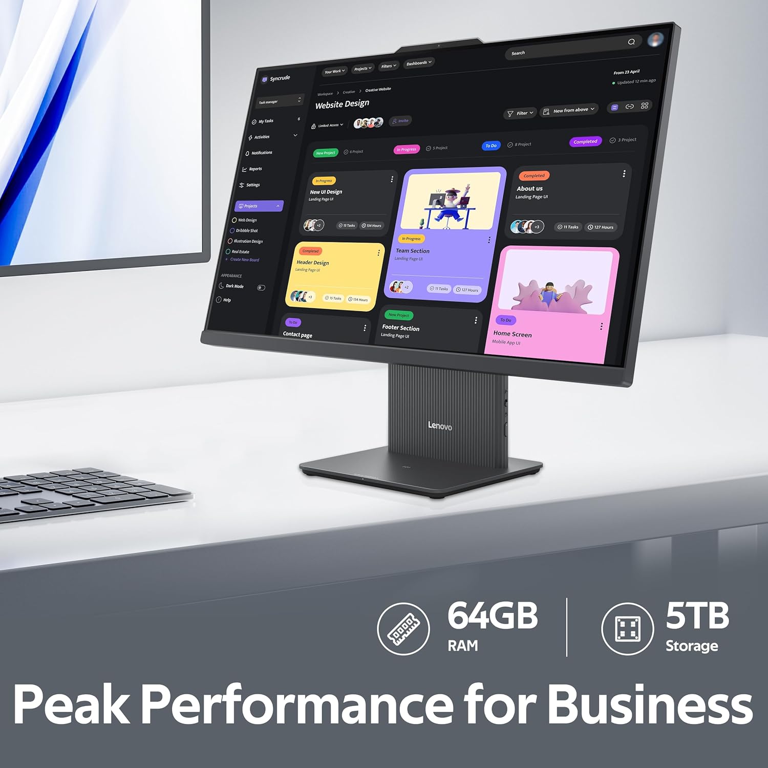 Lenovo IdeaCentre AIO 3 23.8" FHD All-in-One Desktop, AMD Ryzen 5 7535HS, 64GB DDR5, 5TB Storage (4TB SSD&1TB Docking Station), Radeon 660M Graphics, Wireless Keyboard & Mouse, Win 11, Gray