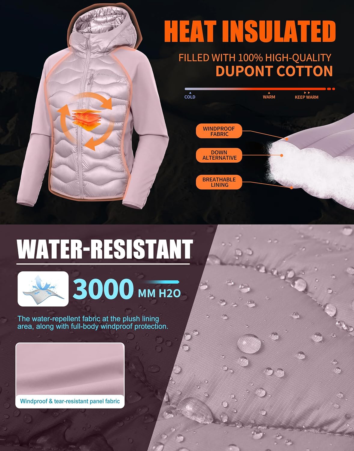 Pioneer Camp Womens Lightweight Insulated Running Jacket Puffer Packable Water Resistant with Zipper Pocket for Hiking Travel - Image 4