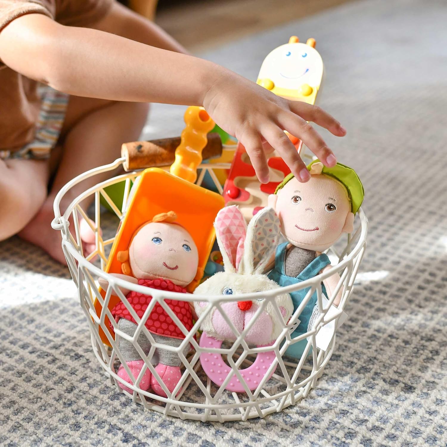 HABA Bunny Teether and Grasping Toy - First Sensory Easter Basket Stuffers and Easter Bunny Baby Teething Toy for 6-18 Months