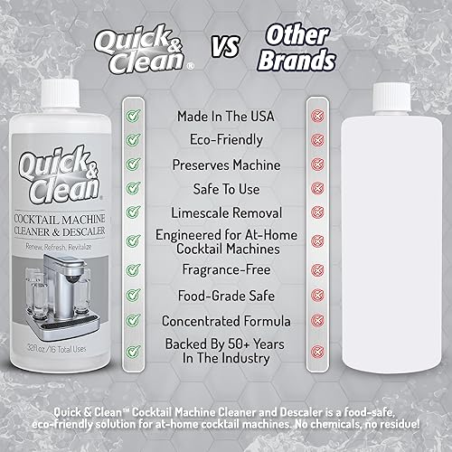 Miniatura 7 de Quick & Clean Limpiador y descalcificador de máquinas de cócteles - Fabricado en los Estados Unidos - Limpiador y descalcificador para máquinas de