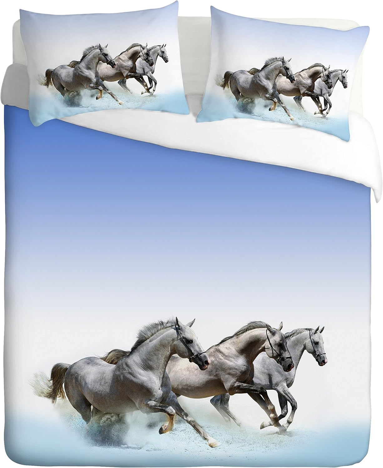 Jennifer Davidson Multi Horse 3D Three Horse Duvet Cover UK Made By (DOUBLE) Home