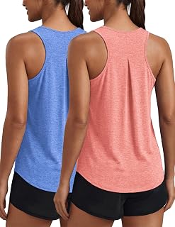 PINSPARK Workout Tops for Women Racerback Tank Top Pack Loose Fit