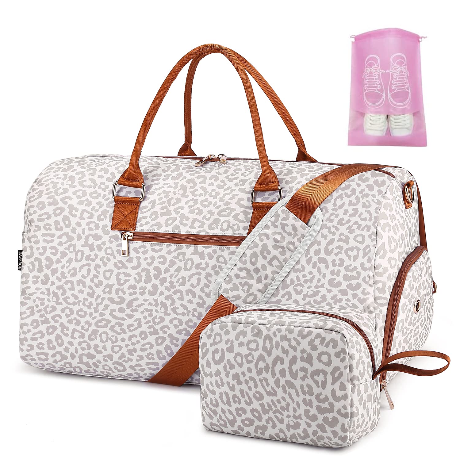 Duffle Bag for Travel, Weekender Bag with Shoe Compartment, Carry On Overnight Bag for Women with Toiletry Bag, Gym Bag with Wet Pocket, Hospital Bags