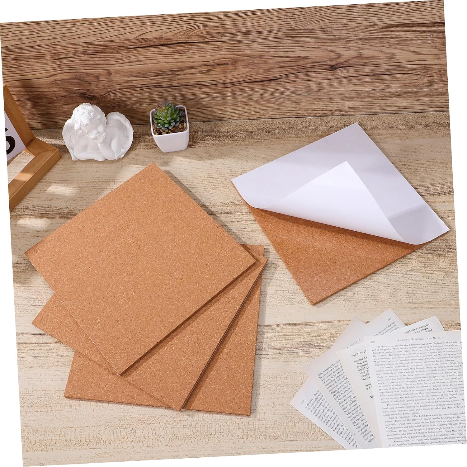 6pcs Cute Cork Message Board Square Pin Board Self Adhesive Decorative Memo for Home Office Classroom