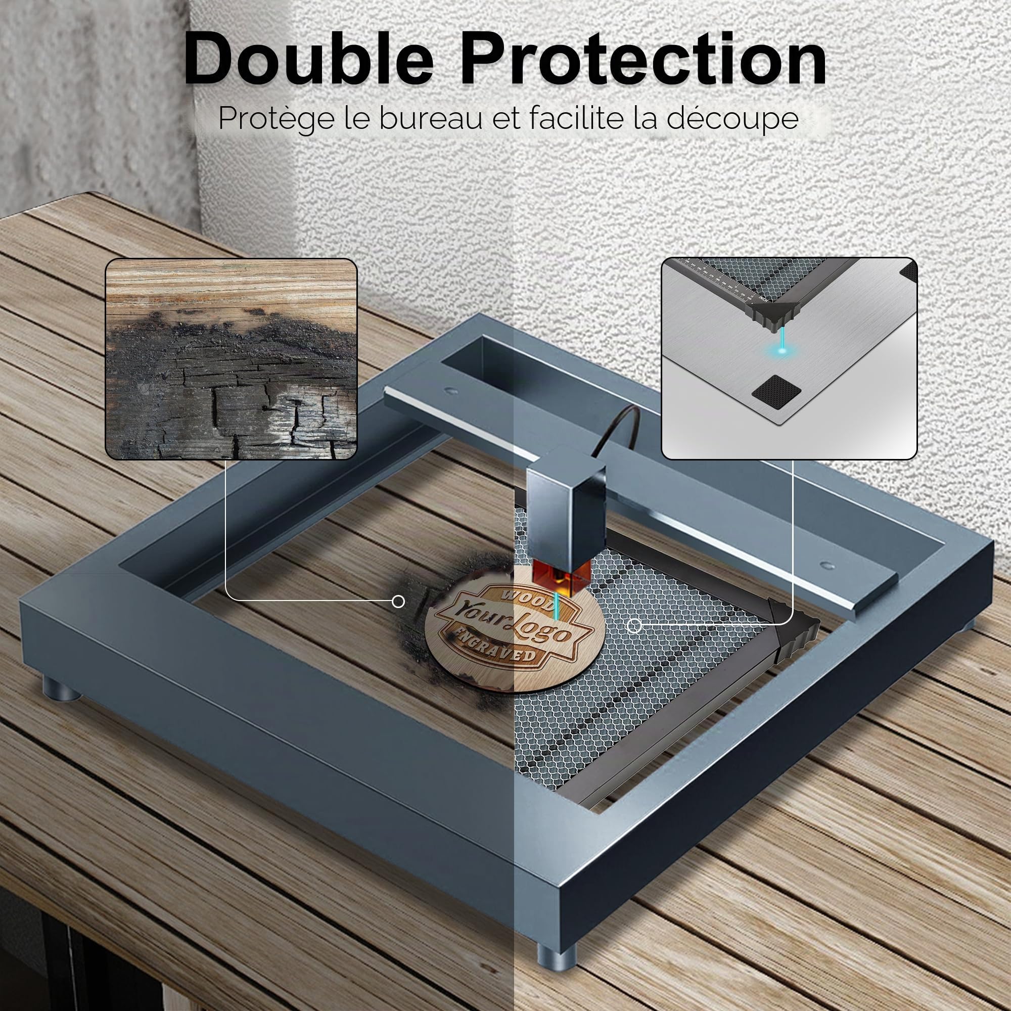 Honeycomb Table de travail pour machine à graver laser 300x300x22mm, Table de Lit Laser en Nid d'Abeille Avec plaque en aluminium Dissipation Rapide de la Chaleur, Compatible avec Différen