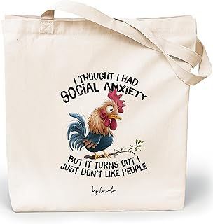 Loxato Bolsa Tote Bag Tela de Algodón con Frases Divertidas - Bolsa de Tela Grande y Reutilizable para Compras, Trabajo, P...