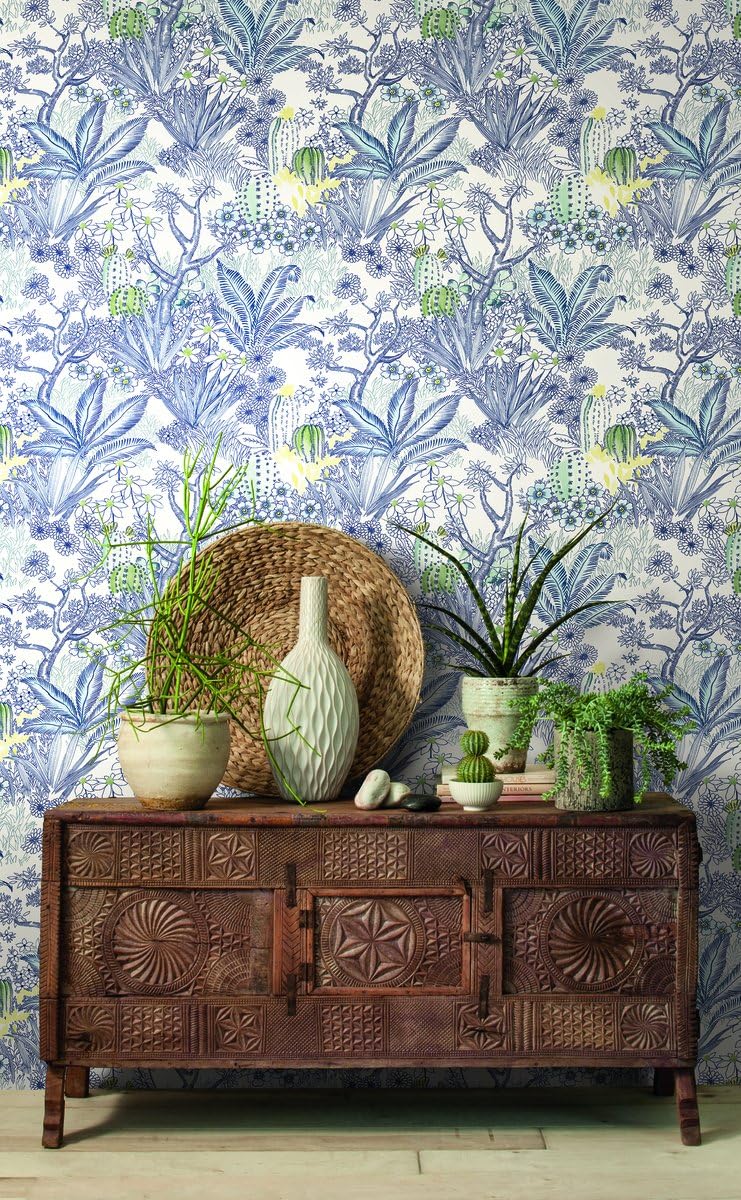 York Wallcoverings ON1612 Flowering Desert Wallpaper Blue