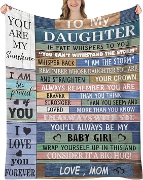 Daughter Gifts from Mom, to My Daughter Blanket from Mom, Daughters Birthday Gifts, Daughters Gift for Birthday, Graduation, Christmas, 60"x50"