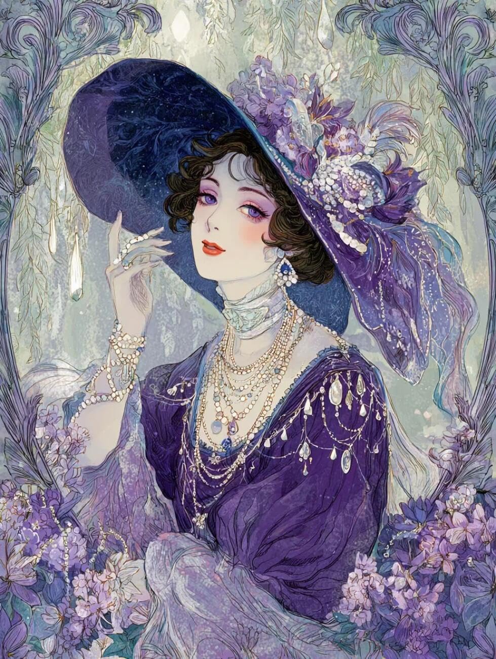 Henypt Cross Stitch Kit Cartoon Woman DIY Embroidery Kit for Beginners The Elderly with Accessories Handmade DIY/Gifts 14CT 30x40cm