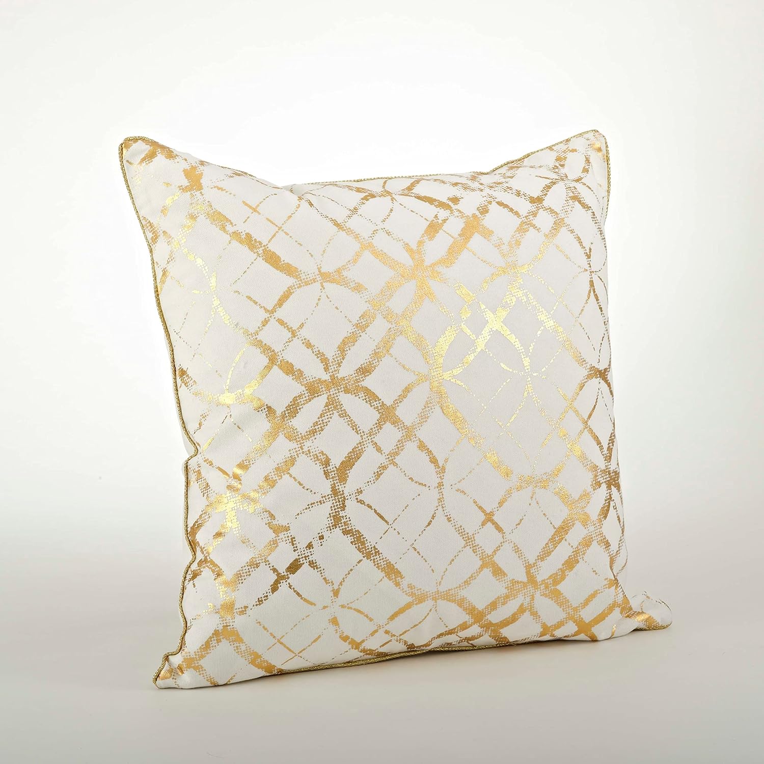 SARO LIFESTYLE Metallic Foil Print Throw Pillow Cover, Gold, 14"x23"